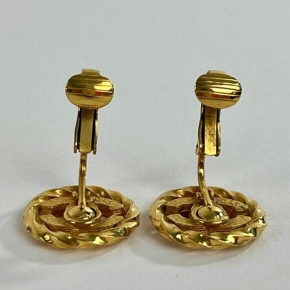 Chanel CC Rhinestone Clip on Earrings in Gold - Picture 11 of 14